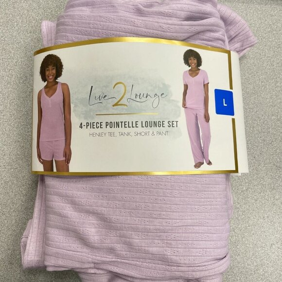 Live2Lounge Women's L 4-Piece Pointelle Lounge Set M0452 - Picture 5 of 8